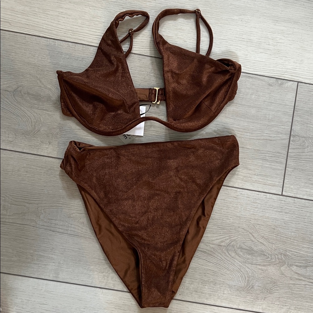 Jade Swim Paloma Top and Incline Bottom Espresso Terry Sheen